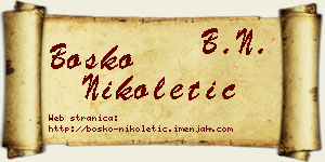 Boško Nikoletić vizit kartica